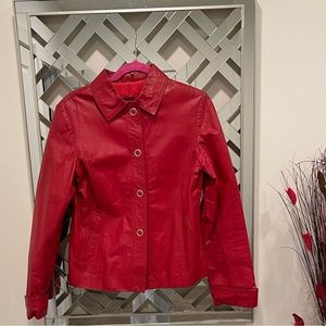 Leather Jacket Red - Size M - Made in Argentina - Like New
